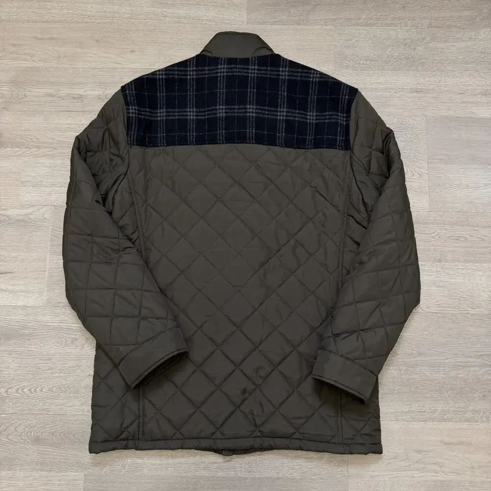 Cole Haan Signature Quilted Mixed Media‎ Utility Jacket Mens M Navy Olive